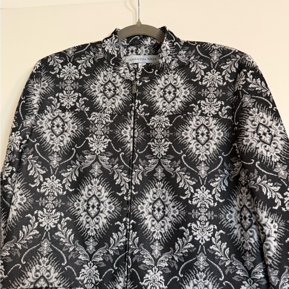 Samantha Black and White Patterned Blazer